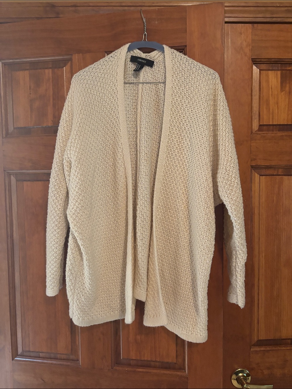 Forever 21 Beige Open-Front Knit Cardigan
